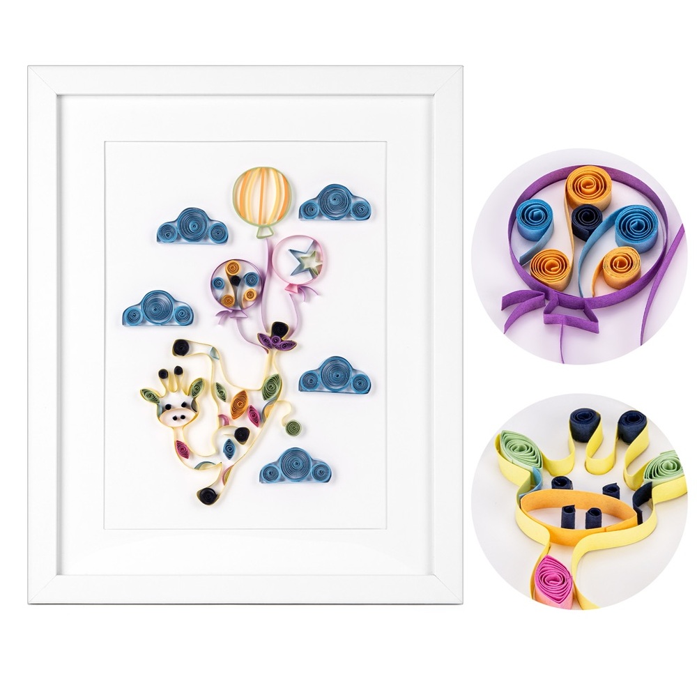 NWT - Rainbows & Lilies 12x15 Giraffe Quilling Wall Art - Home, Office, Nursery